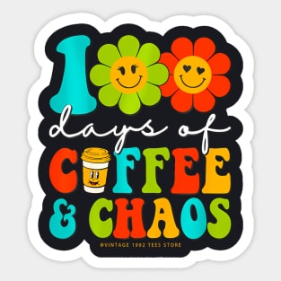 Groovy 100 Days Of Coffee  Chaos Teacher 100 Days Of School Sticker